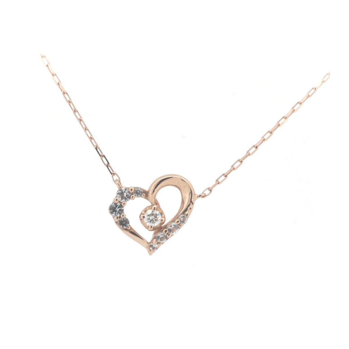 4℃ K10PG Pink Gold Diamond Color Stone Necklace