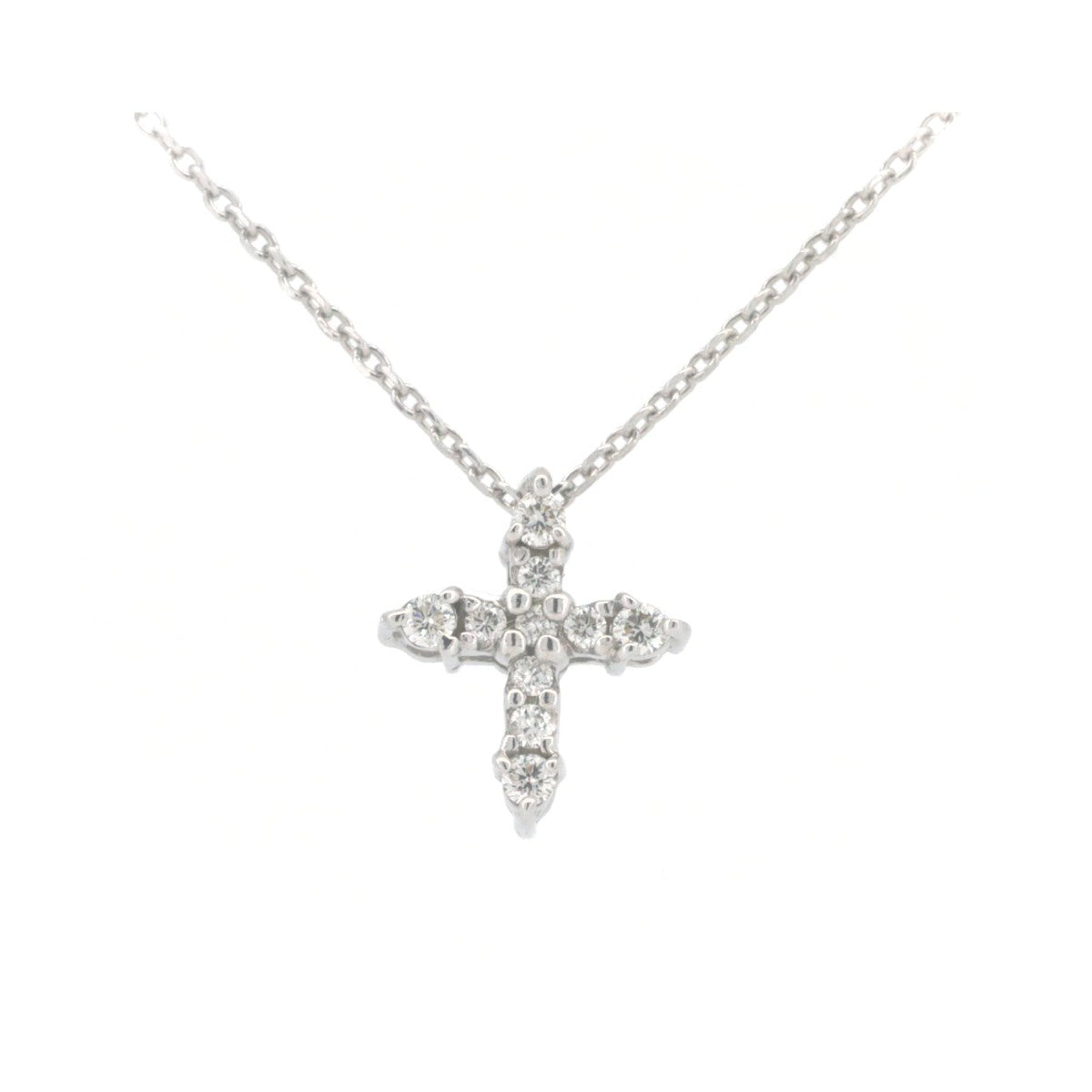 Pre-owned Star Jewelry Diamond Cross Necklace 0.08ct K18WG in Great Condition