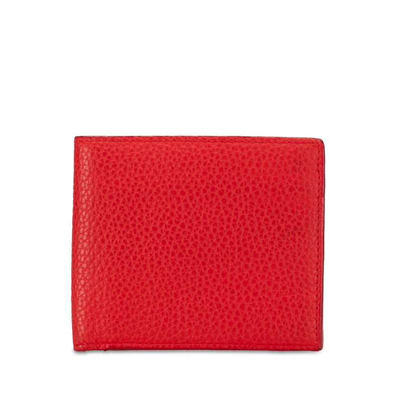 Bottega Veneta Leather Compact Bifold Wallet Red in Very Good Condition