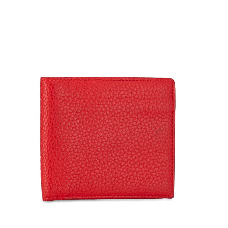 Bottega Veneta Leather Compact Bifold Wallet Red in Very Good Condition