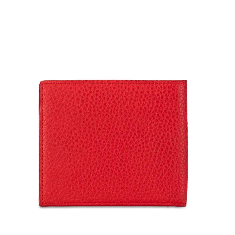 Bottega Veneta Leather Compact Bifold Wallet Red in Very Good Condition