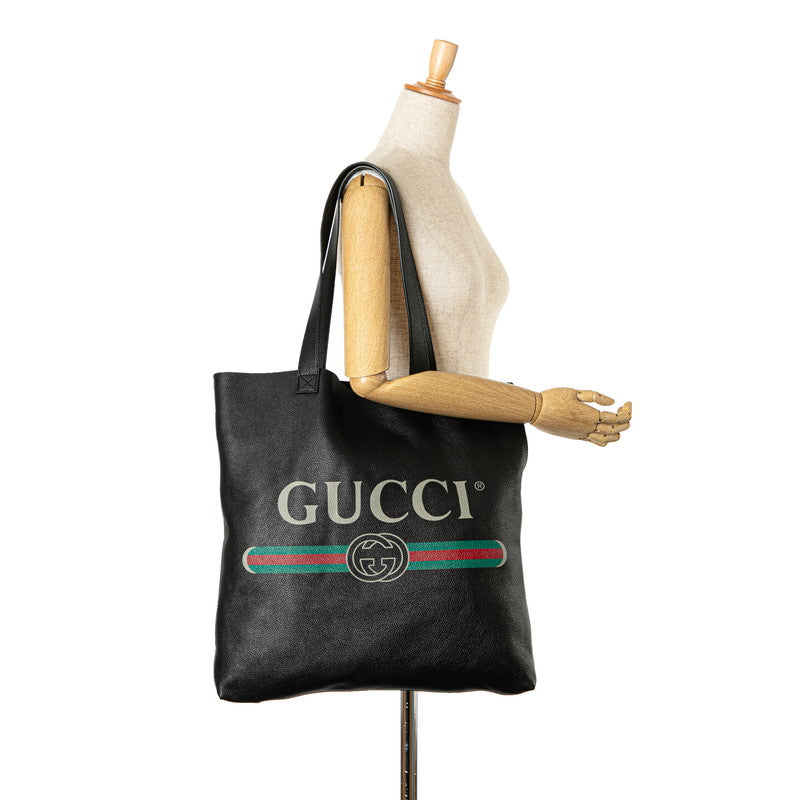 Gucci Leather Logo Print Large Tote Bag 572768