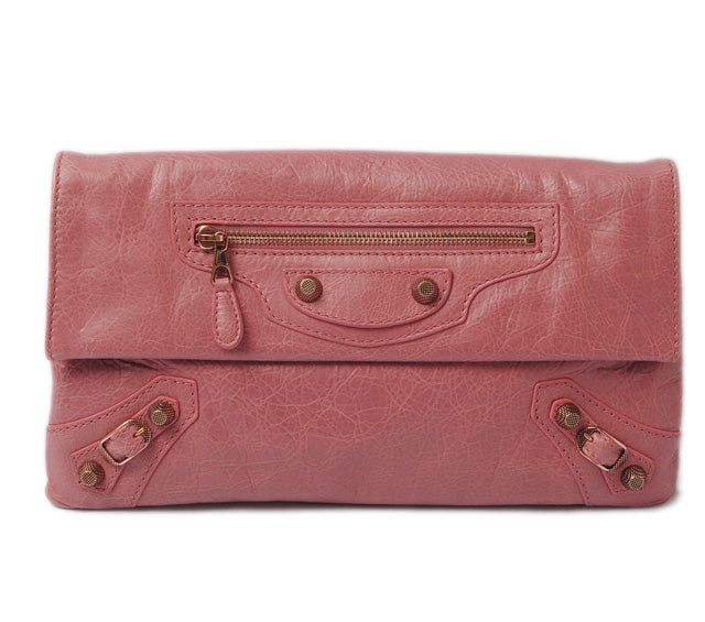 Balenciaga Giant Envelope Clutch Bag Vintage Pink/Gold Hardware