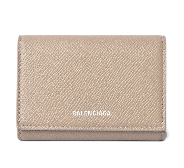 Balenciaga Leather Card Case/Coin Case Light Brown