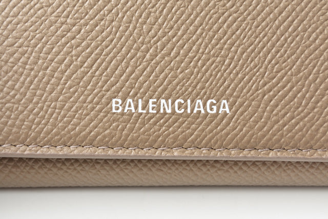 Balenciaga Leather Card Case/Coin Case Light Brown