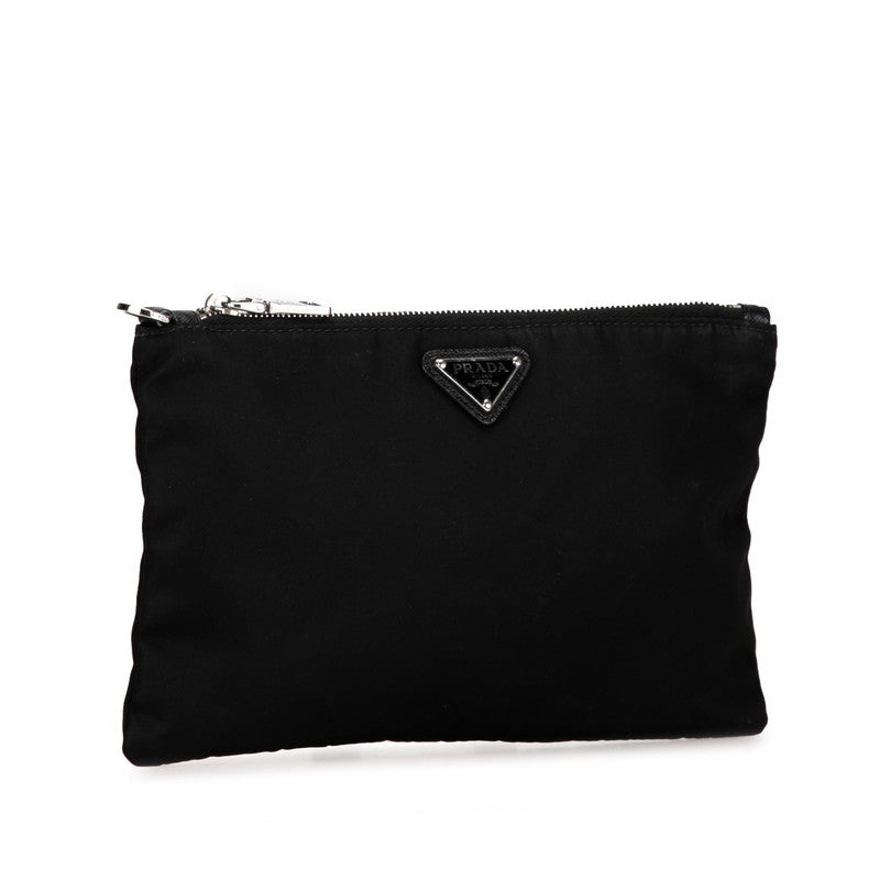 Prada Nylon Triangle Logo Pouch Black