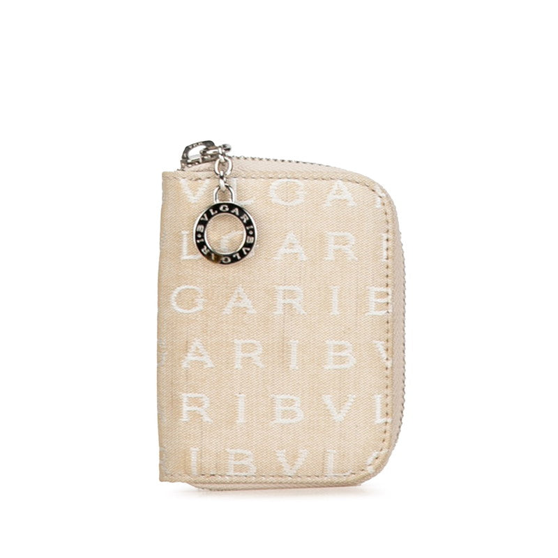 Bvlgari B-Zero1 Logo Mania Canvas Key Case Beige in Very Good Condition