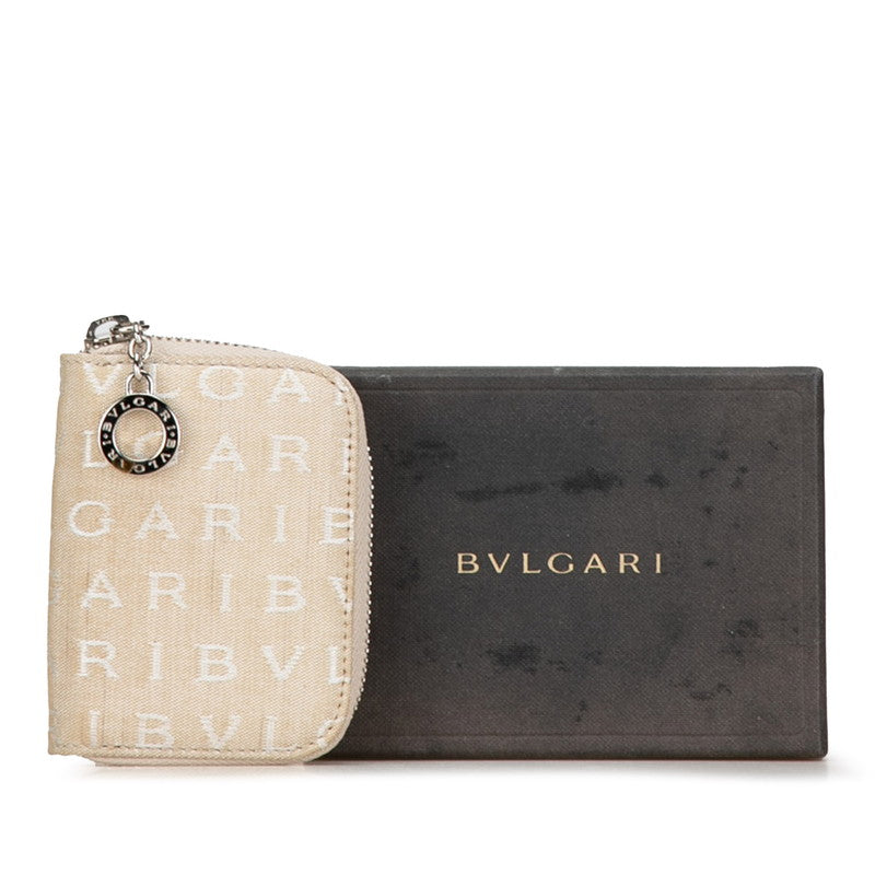 Bvlgari B-Zero1 Logo Mania Canvas Key Case Beige in Very Good Condition