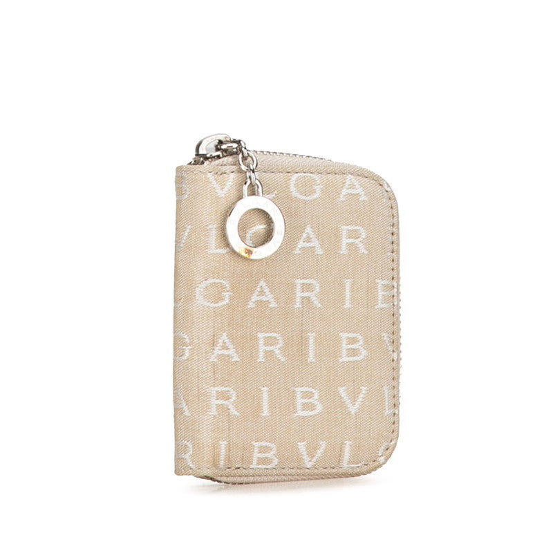 Bvlgari B-Zero1 Logo Mania Canvas Key Case Beige in Very Good Condition