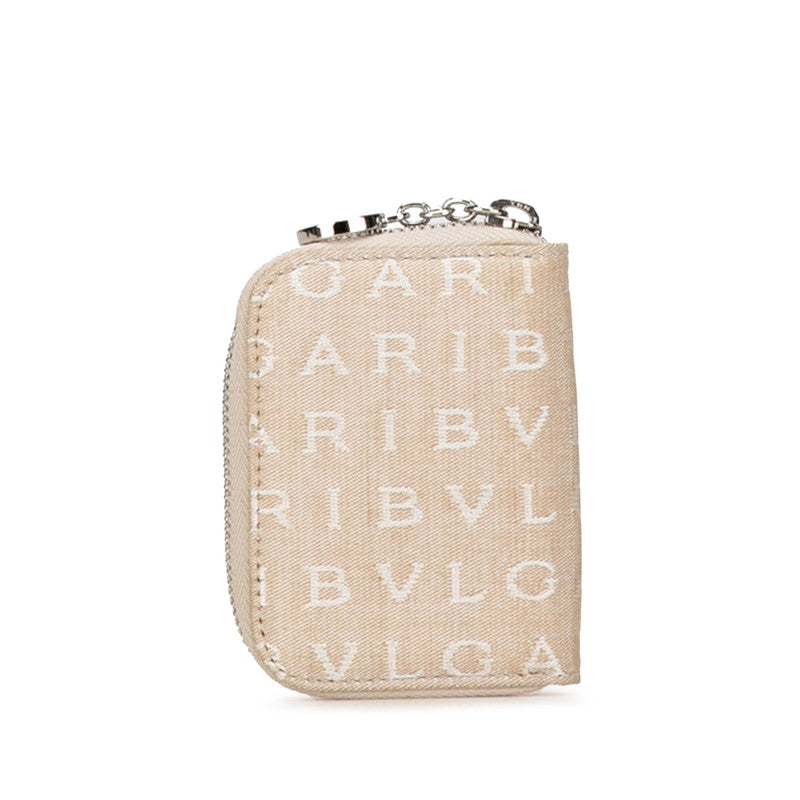 Bvlgari B-Zero1 Logo Mania Canvas Key Case Beige in Very Good Condition