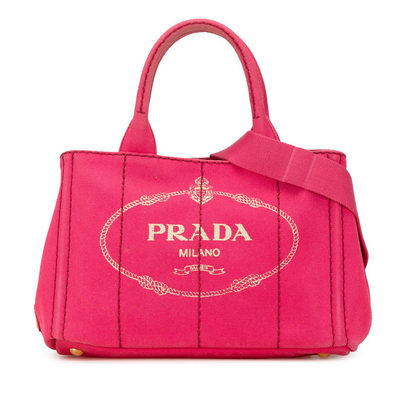 Prada Canapa Mini Triangle Logo Canvas Handbag