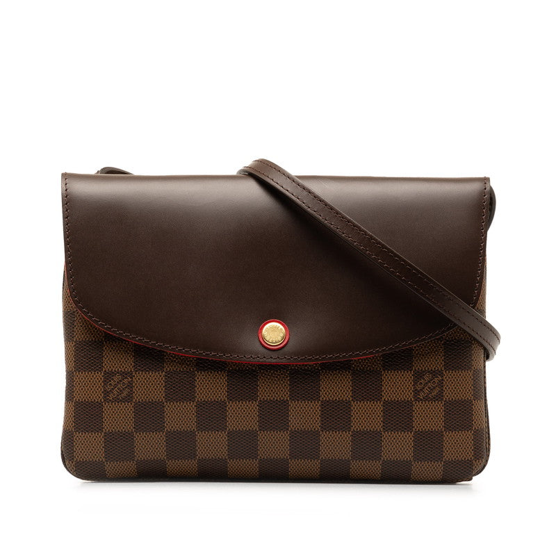 Louis Vuitton Damier Twice Crossbody Bag N48259 Brown PVC Leather