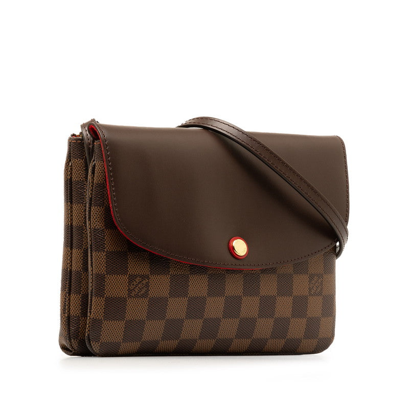 Louis Vuitton Damier Twice Crossbody Bag N48259 Brown PVC Leather