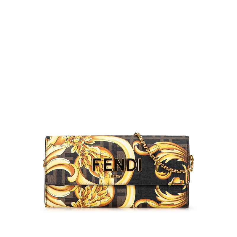 Fendi Zucca Flower Chain Shoulder Wallet Bag