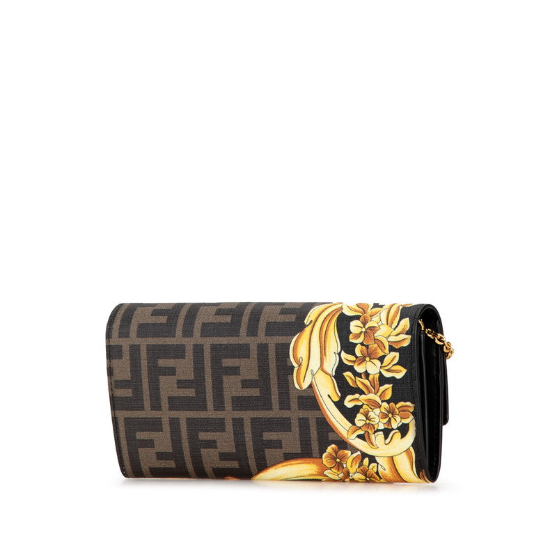 Fendi Zucca Flower Chain Shoulder Wallet Bag