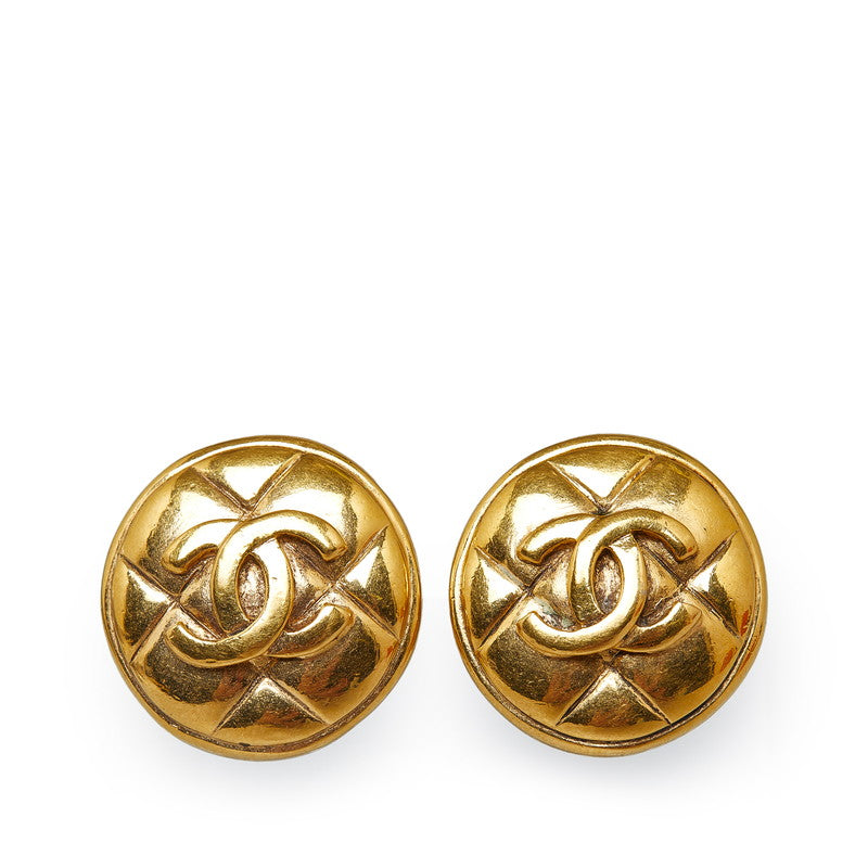 Chanel Matelasse Coco Mark Gold Plated Earrings in Very Good Condition