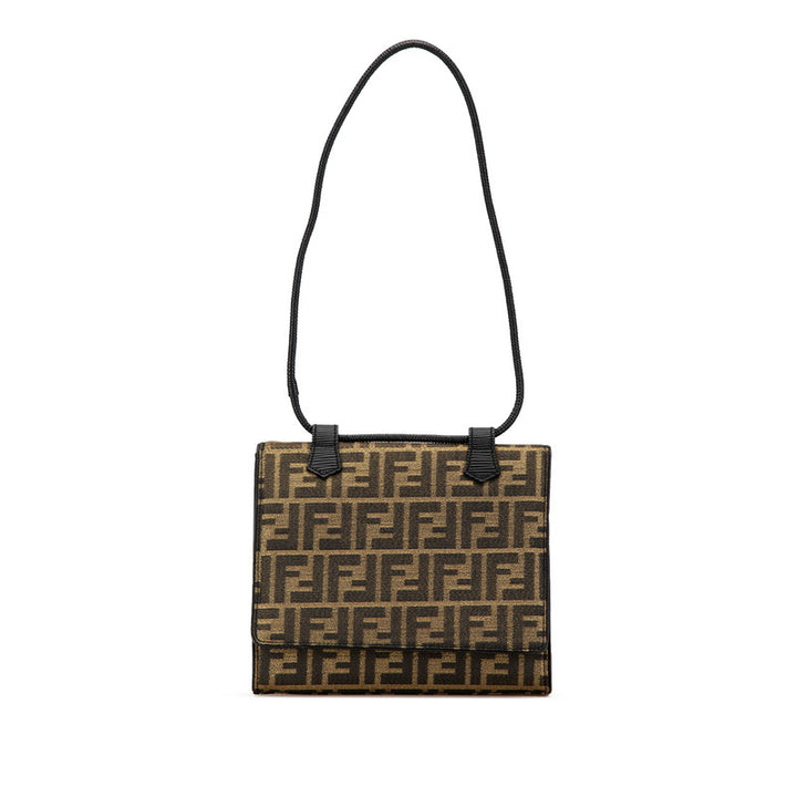 Fendi Zucca Canvas Leather Shoulder Bag