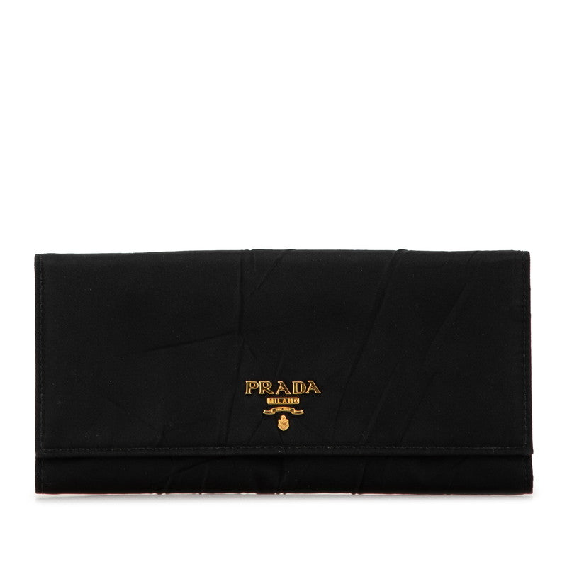 Prada Nylon Leather Logo Long Wallet