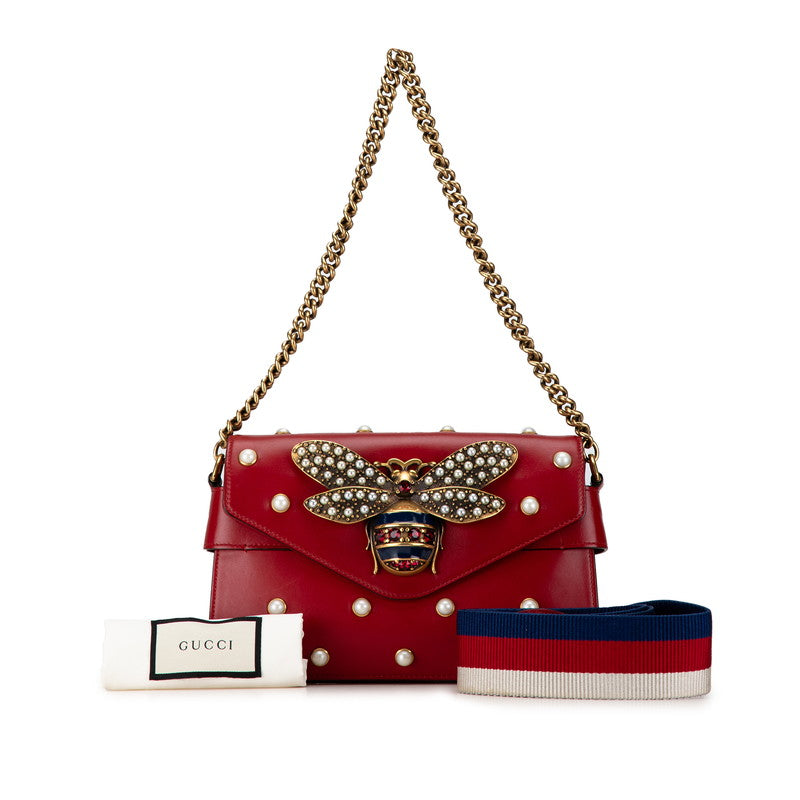 Gucci Leather Handbag 453778 Red