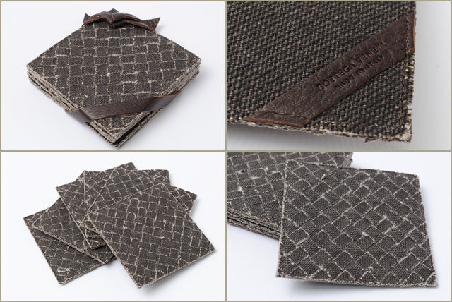 Bottega Veneta Intrecciato Coaster Set of 6 Dark Brown