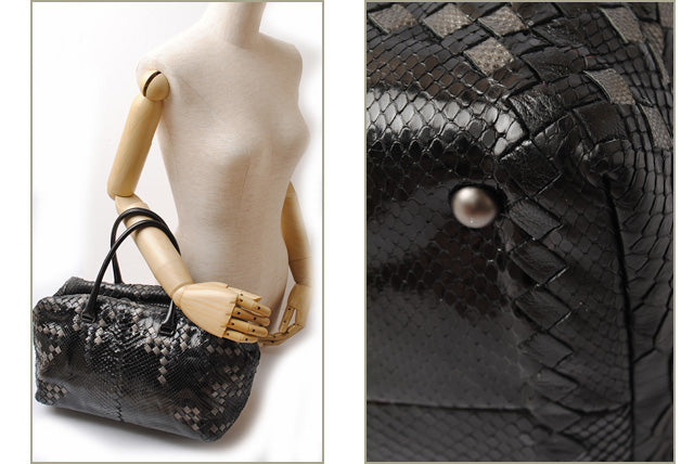 Bottega Veneta Nappa/Python Handbag/Boston Bag 229913