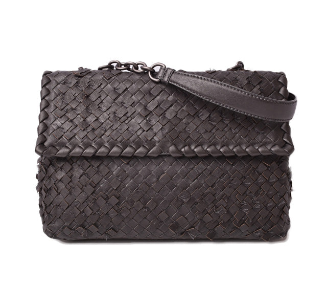 Bottega Veneta Olympia Chain Shoulder Bag Dark Gray