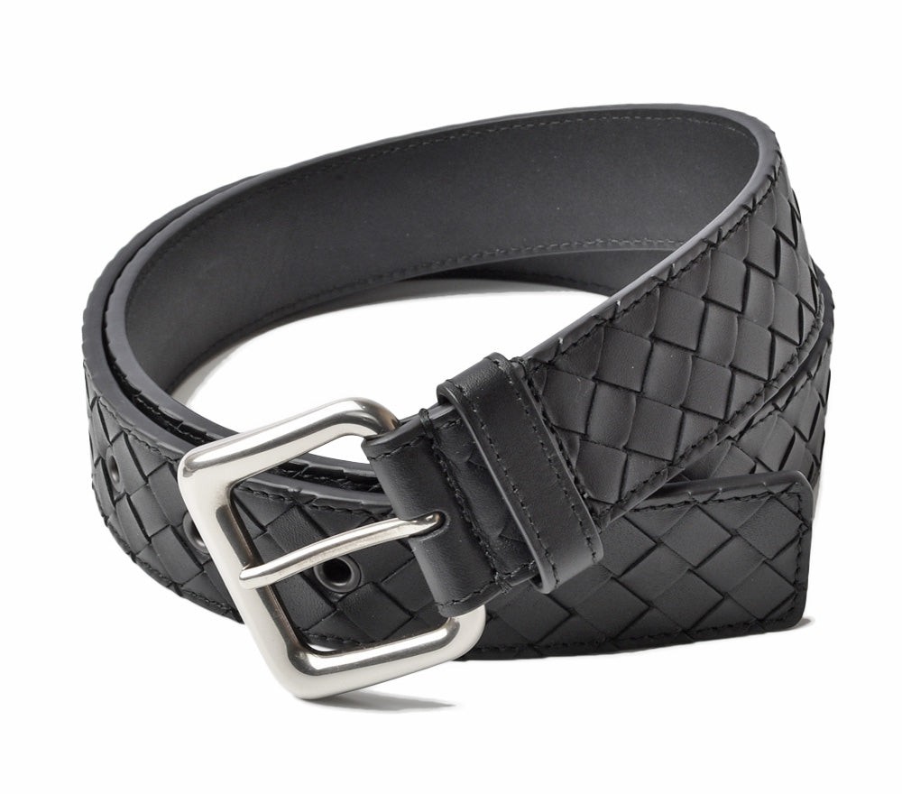 Bottega Veneta Men's Intrecciato Calf Belt 271932 Black in Pristine Condition