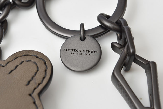 Bottega Veneta Leather Keyring/Keychain Bear Brown/Camel