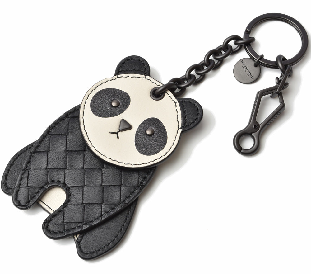 Bottega Veneta Leather Keyring/Keychain Panda Black/White