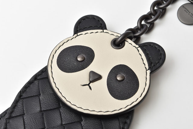 Bottega Veneta Leather Keyring/Keychain Panda Black/White