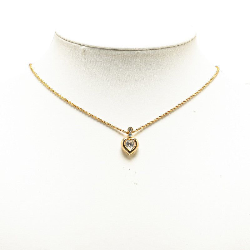 Dior Rhinestone Heart Motif Necklace Gold in Great Condition