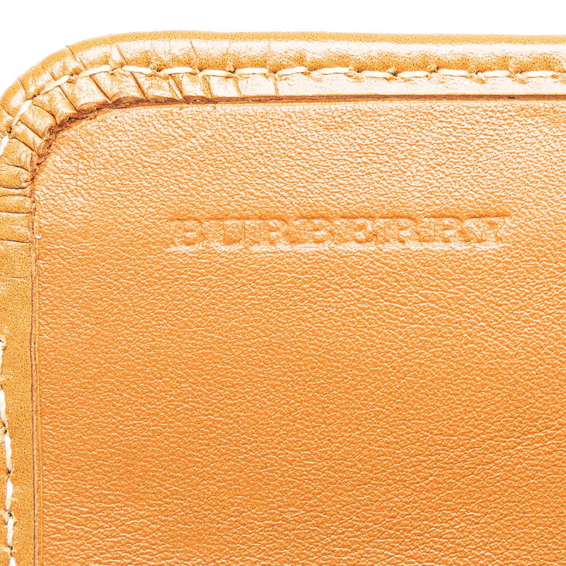 Burberry Suede Leather Woven Logo Long Wallet in Great Condition