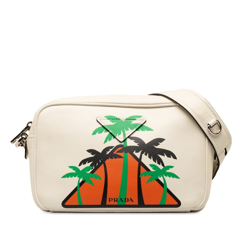 Prada Leather Palm Tree Crossbody Shoulder Bag 1BH093 in Very Good Condition