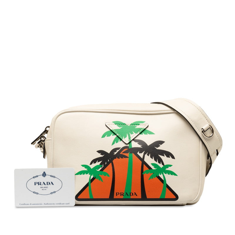 Prada Leather Palm Tree Crossbody Shoulder Bag 1BH093 in Very Good Condition