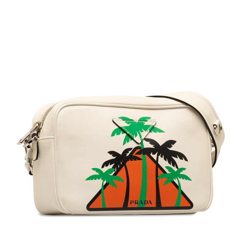 Prada Leather Palm Tree Crossbody Shoulder Bag 1BH093 in Very Good Condition