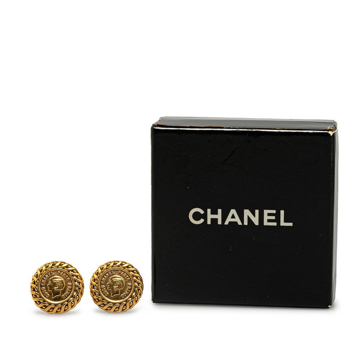 Chanel Mademoiselle Chain Clip-On Earrings Gold Plated in Very Good Condition