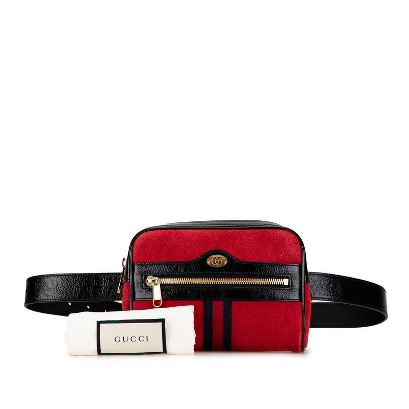 Gucci Suede Patent Leather Web Ophidia Waist Belt Bag 517076