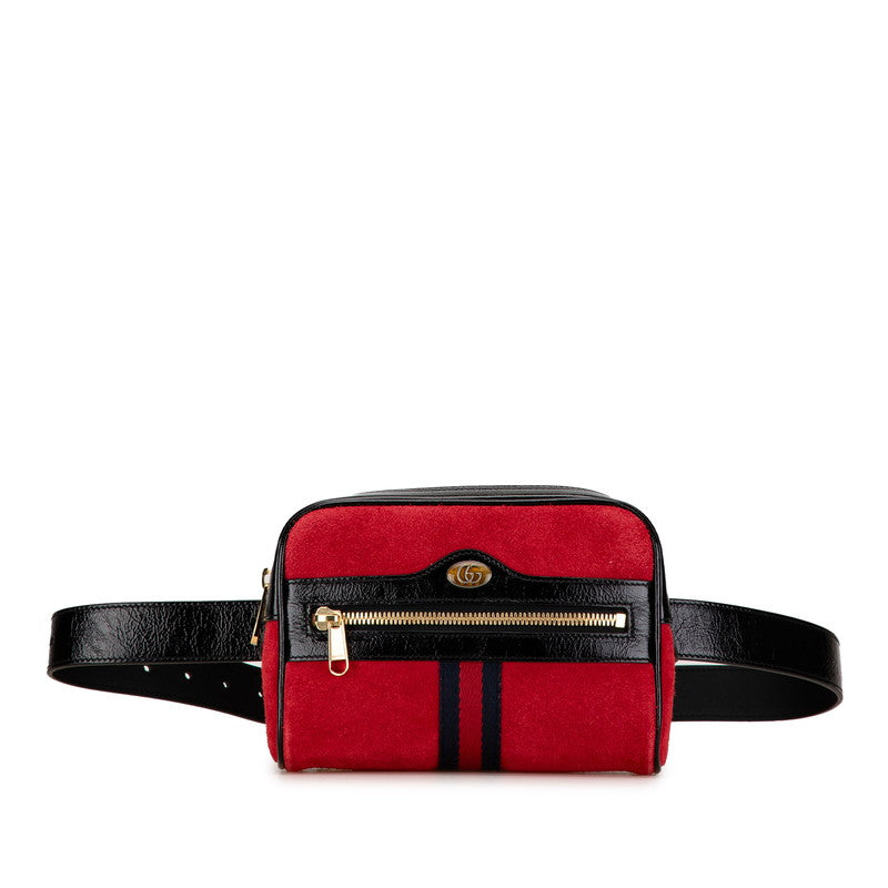 Gucci Suede Patent Leather Web Ophidia Waist Belt Bag 517076 in Very Good Condition