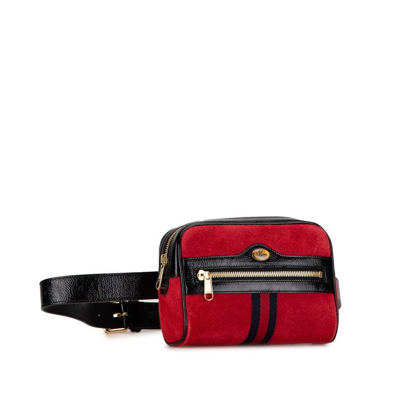 Gucci Suede Patent Leather Web Ophidia Waist Belt Bag 517076