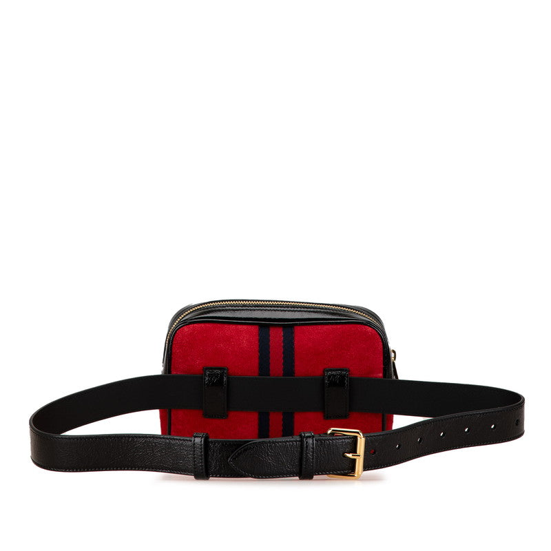 Gucci Suede Patent Leather Web Ophidia Waist Belt Bag 517076