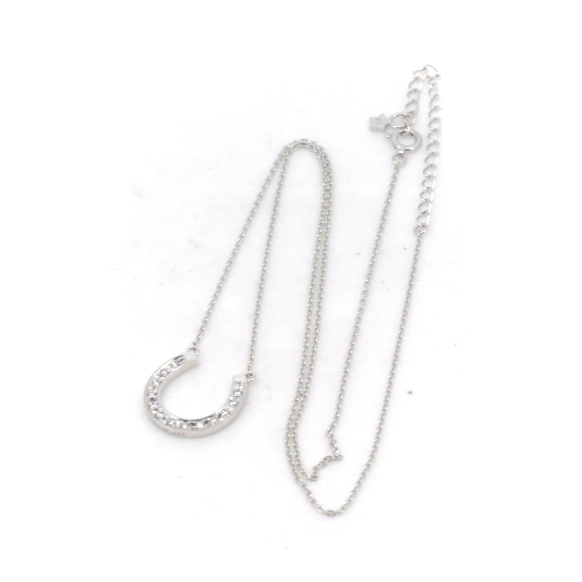 K18WG Diamond Horseshoe Motif Necklace 0.16CT White Gold