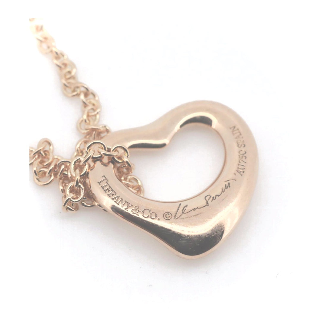 Tiffany & Co Open Heart Necklace K18PG Pink Gold in Great Condition