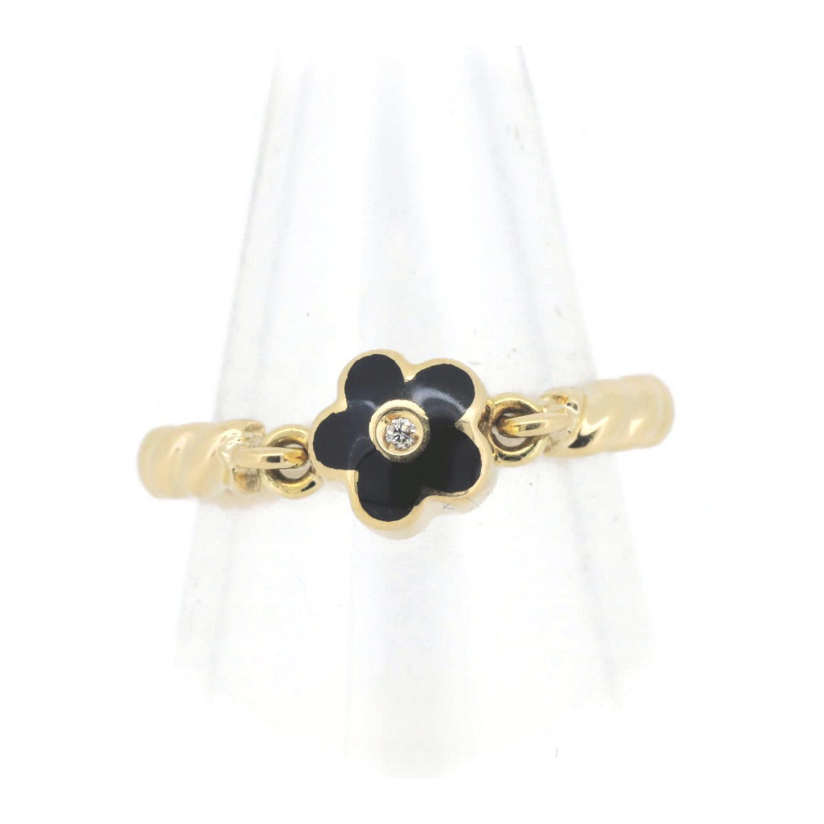 Ponte Vecchio Enamel Diamond Ring K18YG Yellow Gold 11 in Great Condition