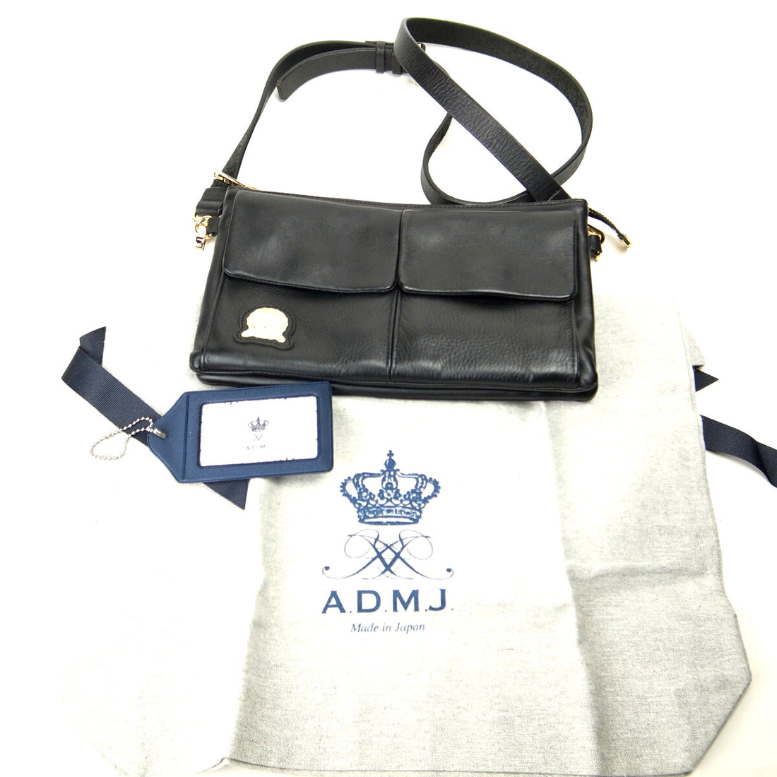 ADMJ Leather Shoulder Bag Black for Women