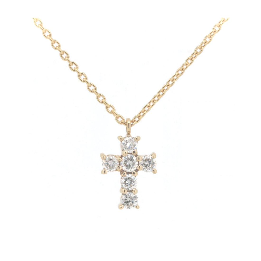 Vendome Aoyama Diamond Cross Necklace K18YG in Great Condition