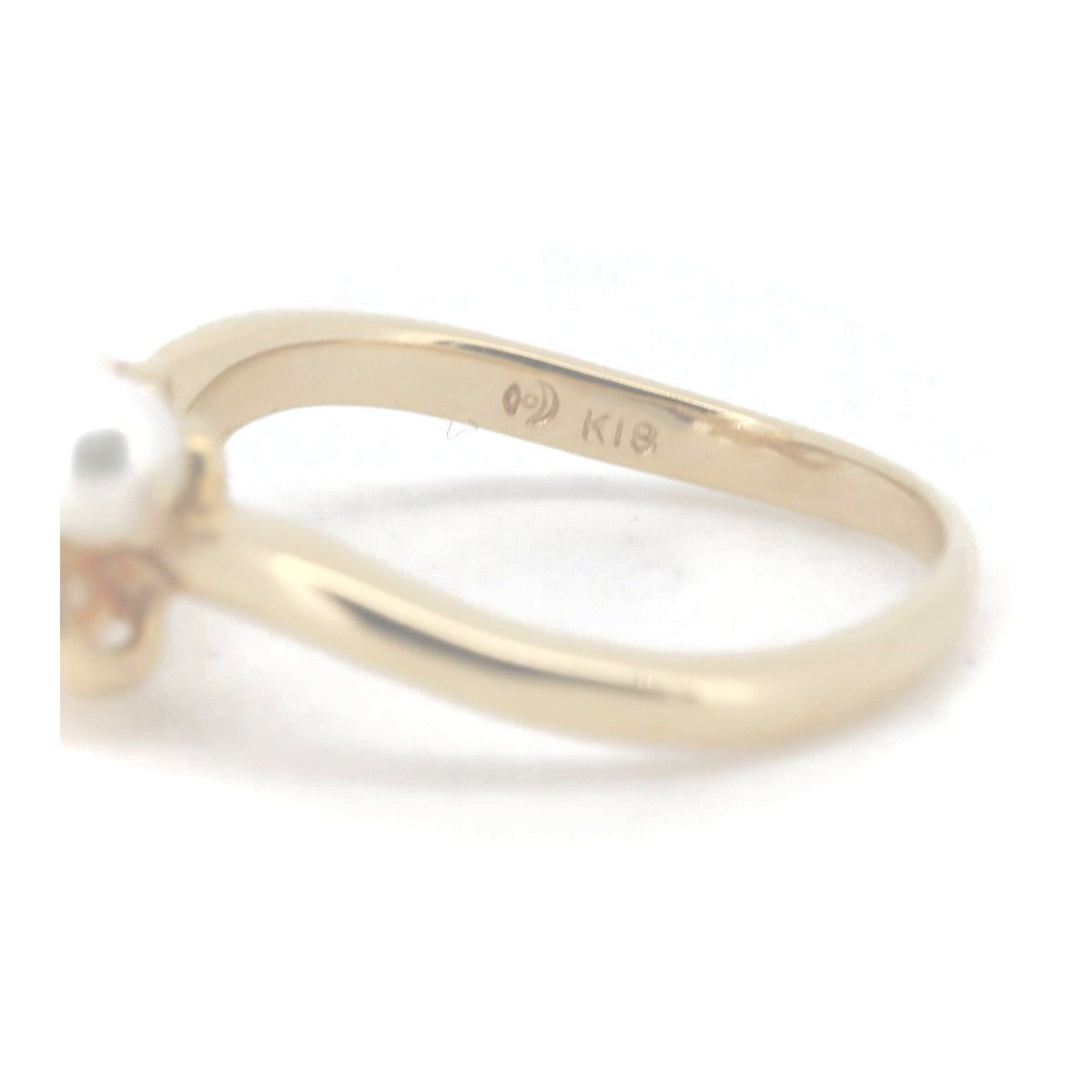 Tasaki K18YG Yellow Gold Pearl Ring Size 8 in Great Condition