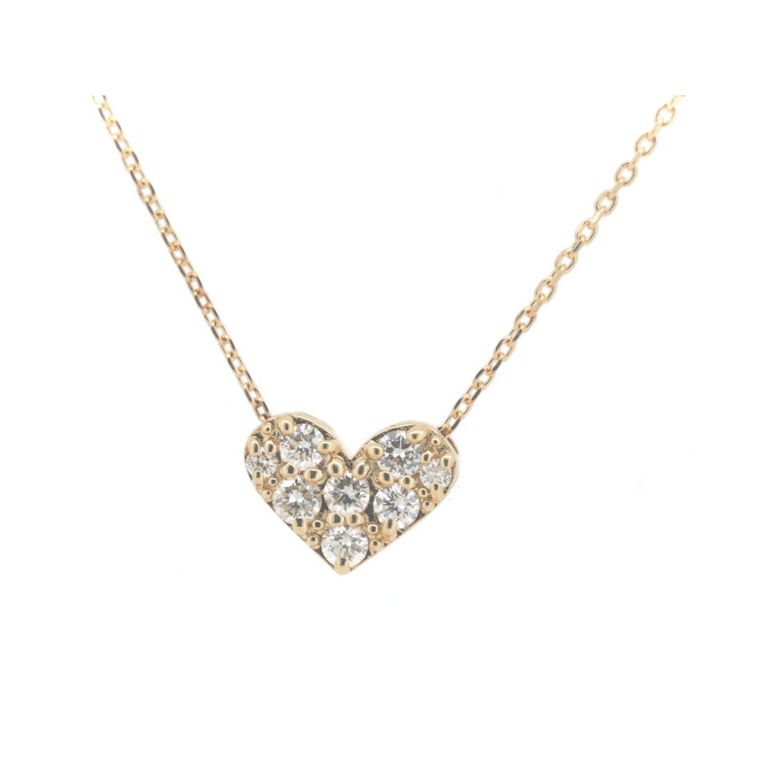 K18YG Diamond Heart Pave Necklace 0.20CT Yellow Gold in Great Condition