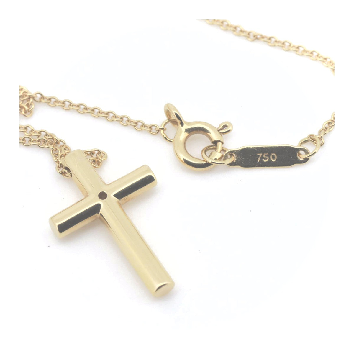 Tiffany Diamond Cross Necklace K18YG Gold in Great Condition