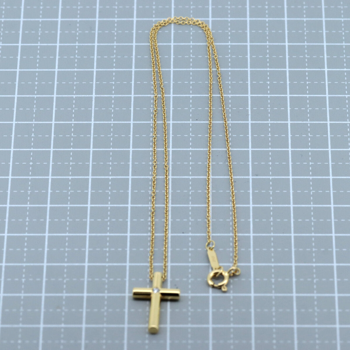 Tiffany Diamond Cross Necklace K18YG Gold in Great Condition