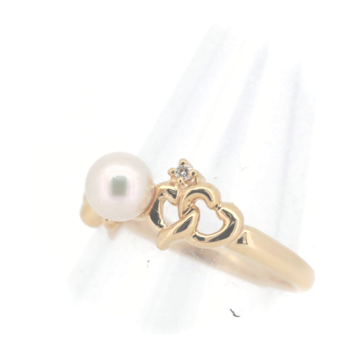 Tasaki K18YG Yellow Gold Pearl Diamond Ring in Great Condition